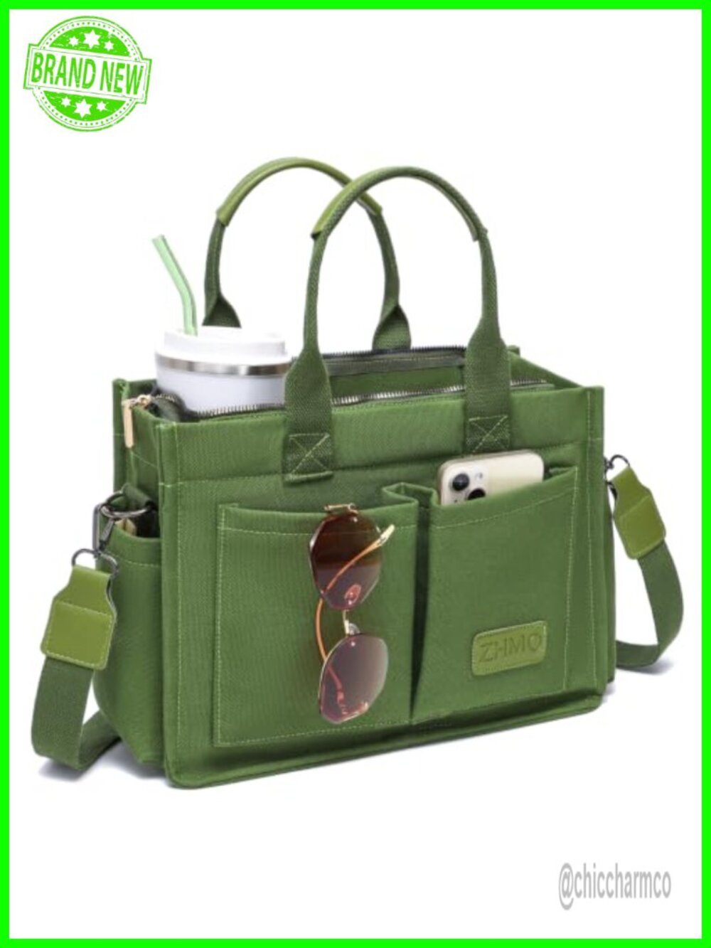 Canvas Tote Bag Large Crossbody Laptop Work Travel Nurse Teacher Purse
